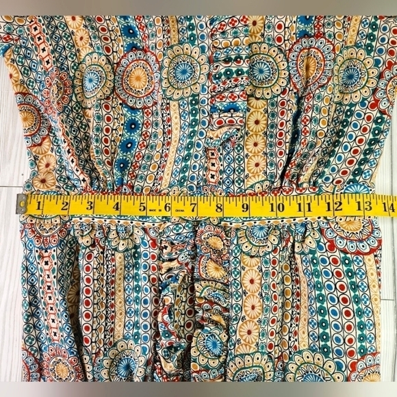 Marc Jacobs Floral and Paisley Print Ruffle Silk Dress in Cream and Green Size 6 - Picture 11 of 14